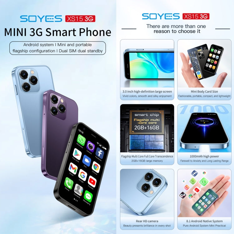 3.0 inch Android 8.1 MTK6580 Quad Core up to 1.3GHz, Bluetooth, WiFi, GPS, Network: 3G, Dual SIM, SOYES XS15 3.0 inch Android 8.1 MTK6580 Quad Core up to 1.3GHz, Bluetooth, WiFi, GPS, Network: 3G, Dual SIM, SOYES XS15